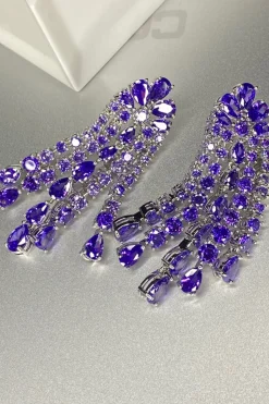 Green Sparkly Rhinestone Drop Brincos para Mulheres