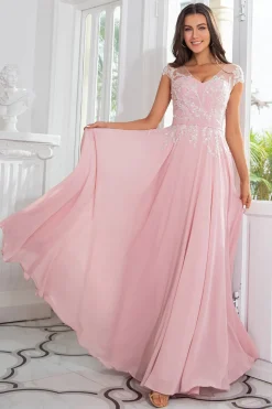 Grey Chiffon Mãe do Vestido de Noiva com Missangas