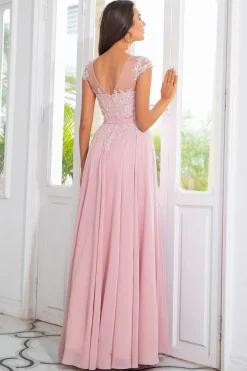 Grey Chiffon Mãe do Vestido de Noiva com Missangas
