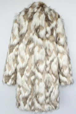 Grey Faux Fur Notched Lapela Long Winter Casaco Masculino