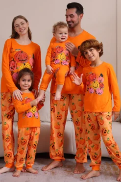 Halloween Orange Pumpkin Família Pijama set
