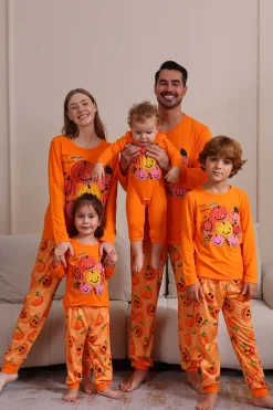 Halloween Orange Pumpkin Família Pijama set