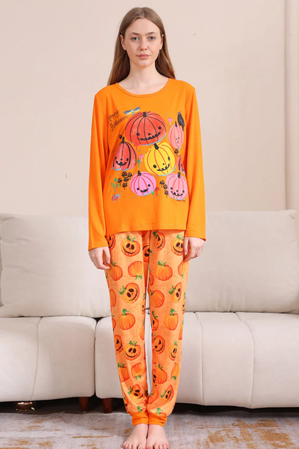 Halloween Orange Pumpkin Família Pijama set