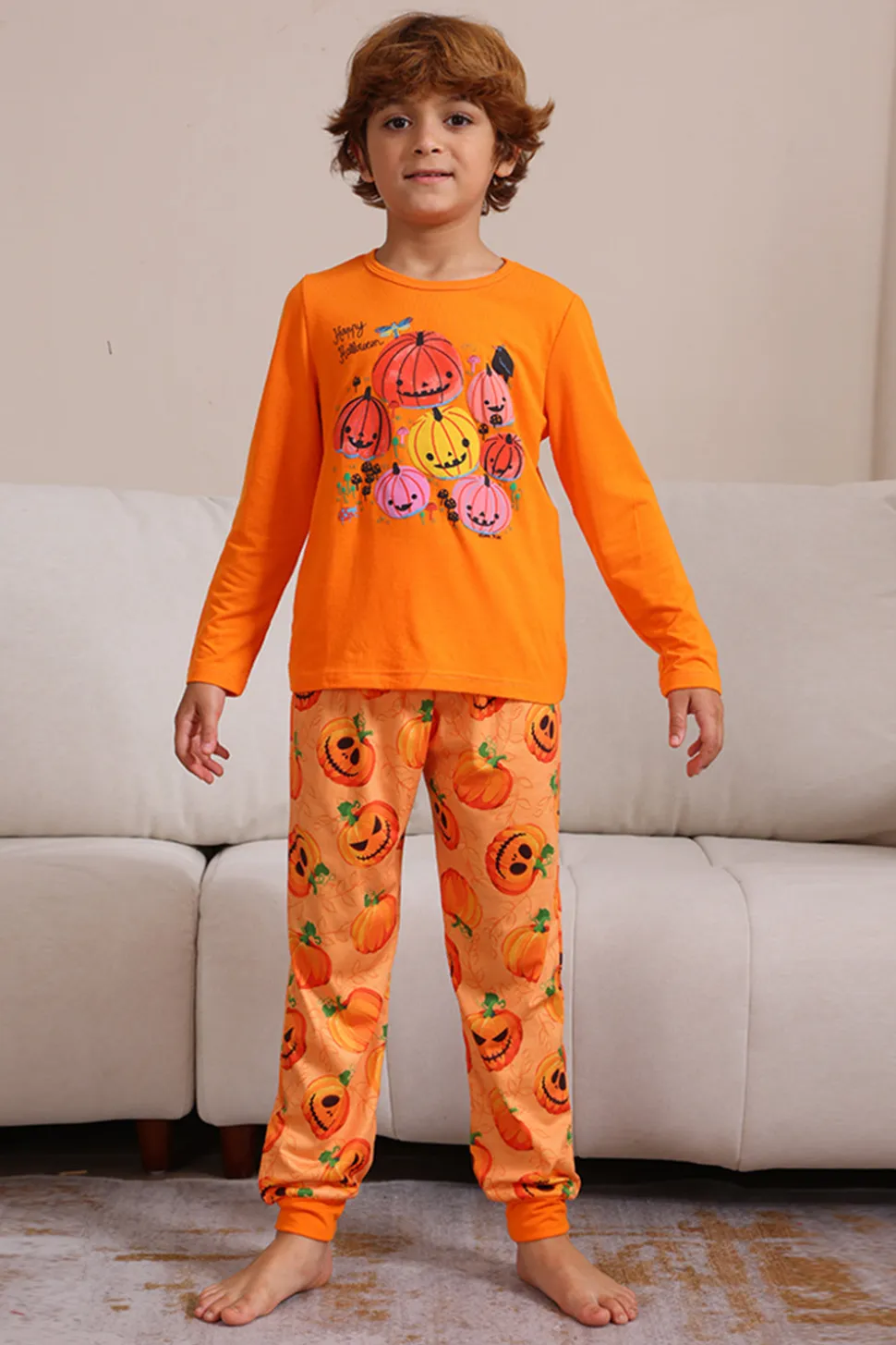 Halloween Orange Pumpkin Família Pijama set