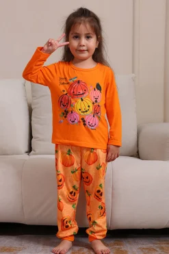 Halloween Orange Pumpkin Família Pijama set
