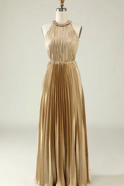 Halter Dourado Vestido de Dama de Honor