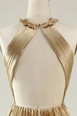 Halter Dourado Vestido de Dama de Honor