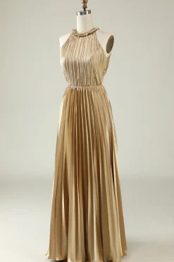 Halter Dourado Vestido de Dama de Honor