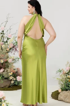 Halter Limão Verde Vestido de Dama de Honor