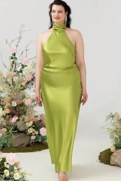 Halter Limão Verde Vestido de Dama de Honor
