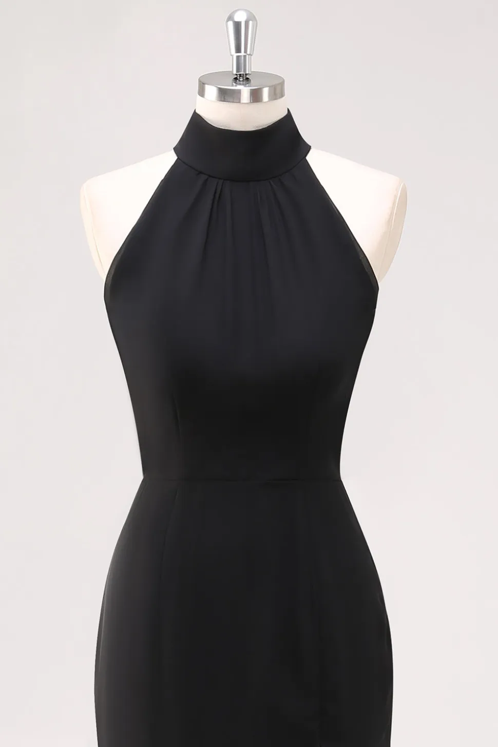 Halter Neck Black Ruffles Sereia Vestido Formal Longo com Fenda