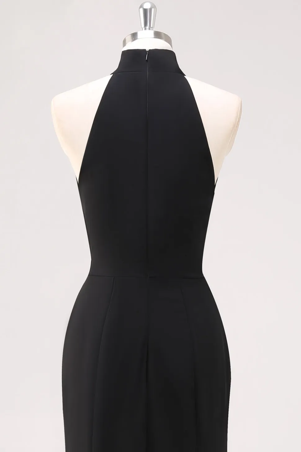 Halter Neck Black Ruffles Sereia Vestido Formal Longo com Fenda