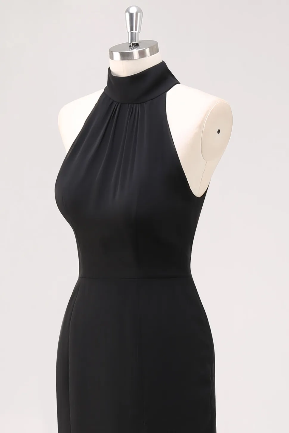 Halter Neck Black Ruffles Sereia Vestido Formal Longo com Fenda