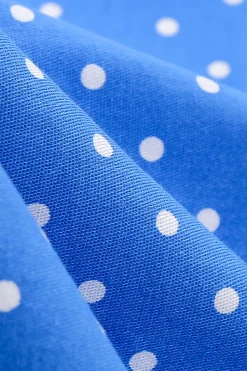 Halter Neck Blue Polka Dots Vintage Dress com Backless