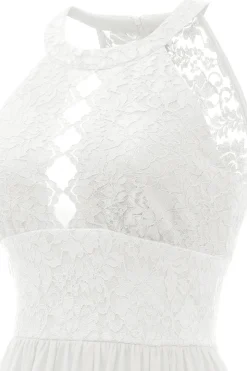 Halter Pescoço Vestido de Renda Da Marinha
