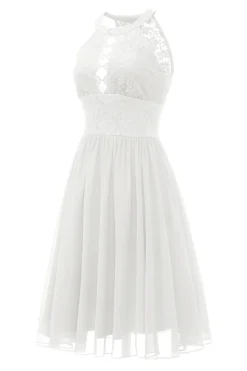 Halter Pescoço Vestido de Renda Da Marinha