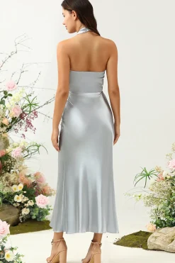 Halter Prata Vestido de Dama de Honor