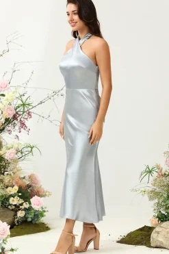 Halter Prata Vestido de Dama de Honor