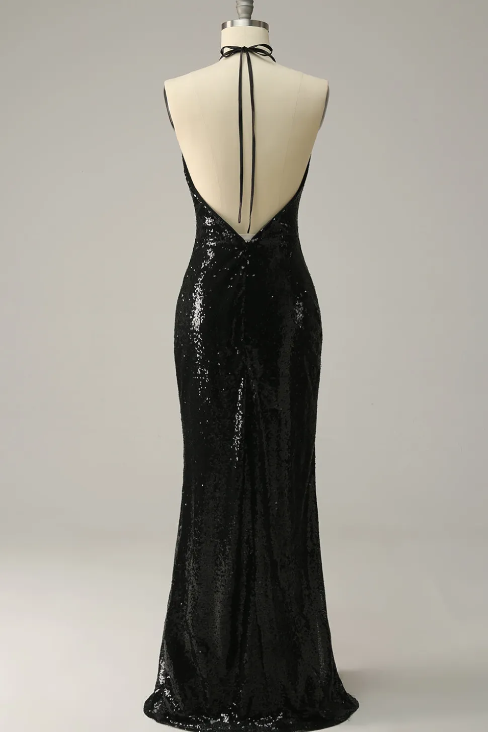 Halter Preto Lantejoulas Mais Tamanho Vestido de Festa