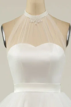 Halter Preto Tulle Short Prom Dress
