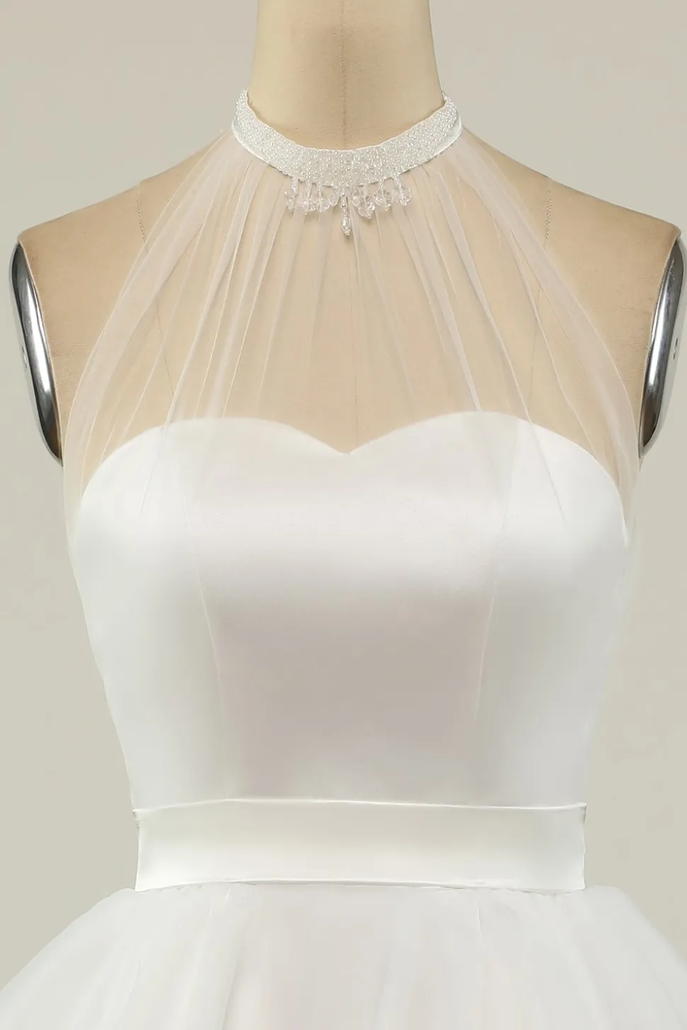 Halter Preto Tulle Short Prom Dress