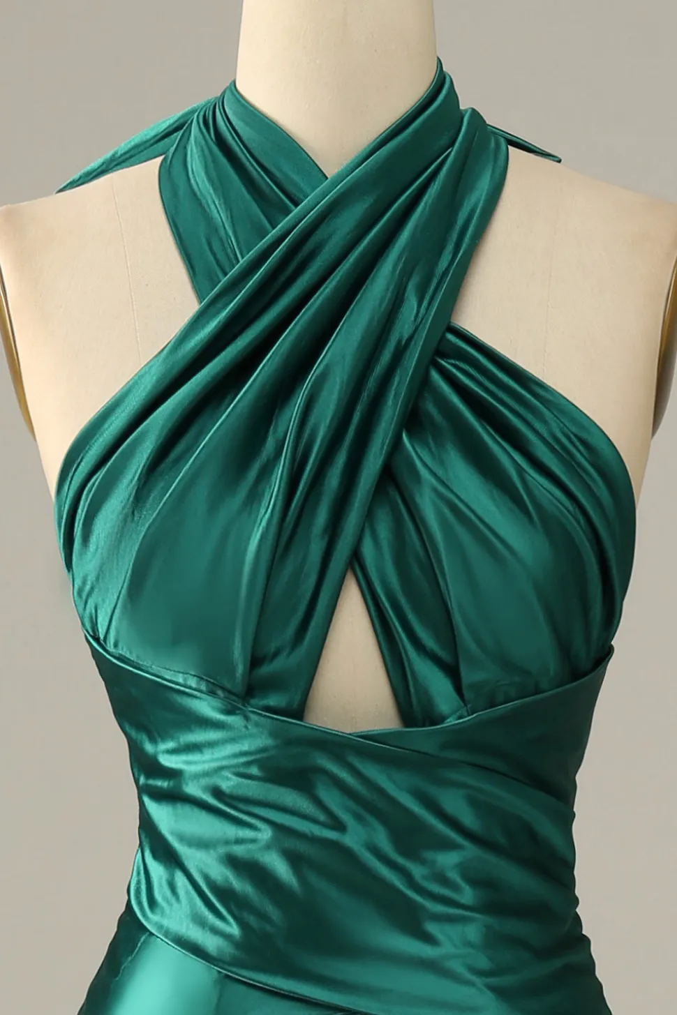 Halter verde escuro vestido de baile sereia