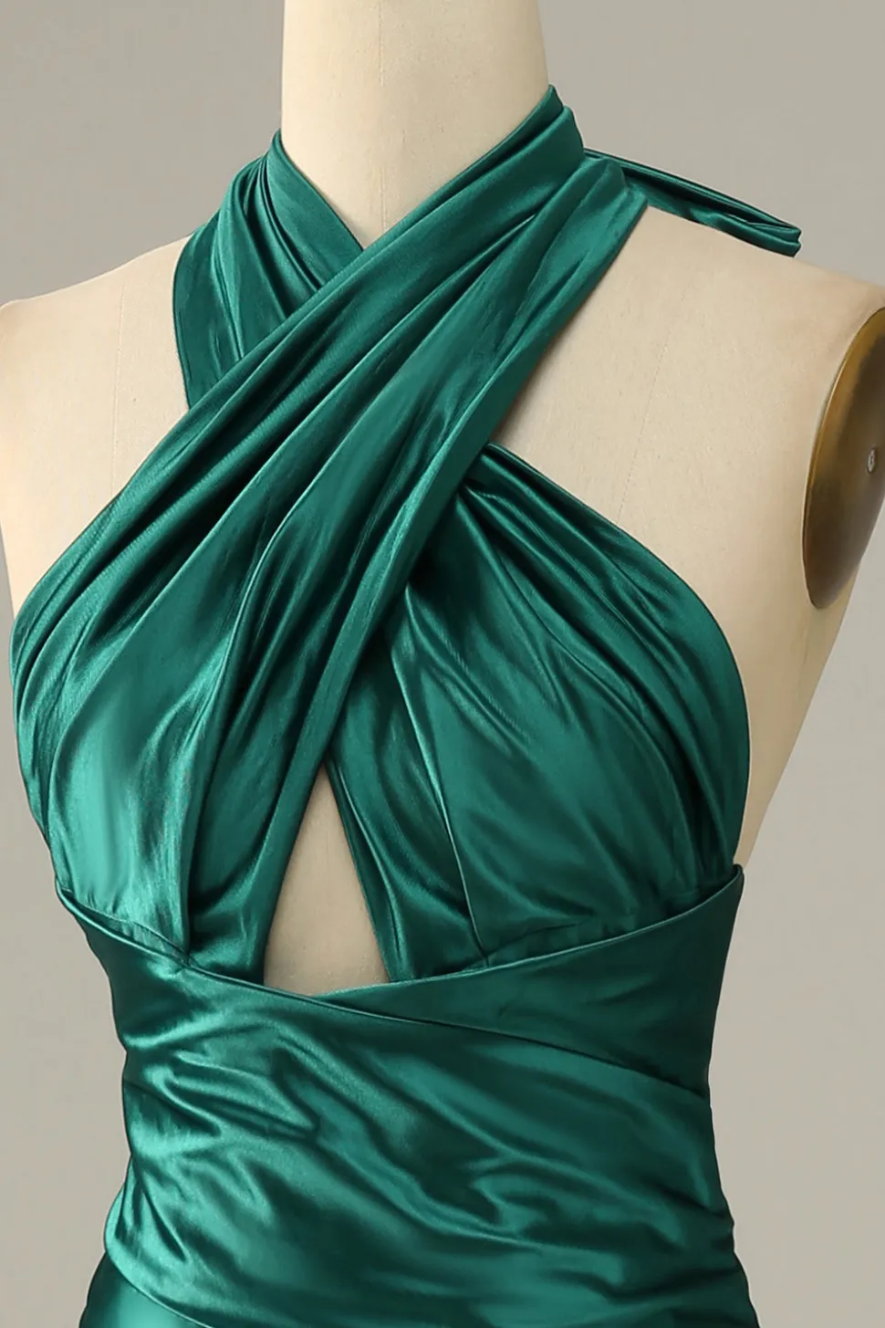 Halter verde escuro vestido de baile sereia