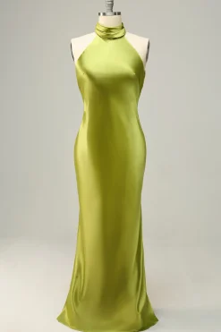 Halter Verde Vestido de Dama de Honor