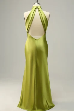 Halter Verde Vestido de Dama de Honor