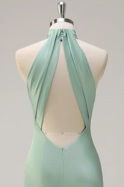 Halter Verde Vestido de Dama de Honor