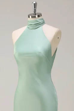 Halter Verde Vestido de Dama de Honor