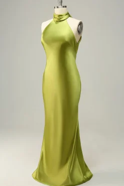 Halter Verde Vestido de Dama de Honor