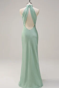 Halter Verde Vestido de Dama de Honor