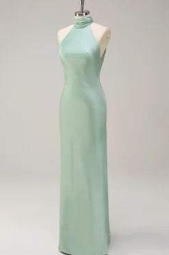 Halter Verde Vestido de Dama de Honor