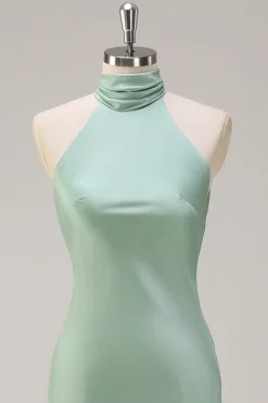 Halter Verde Vestido de Dama de Honor