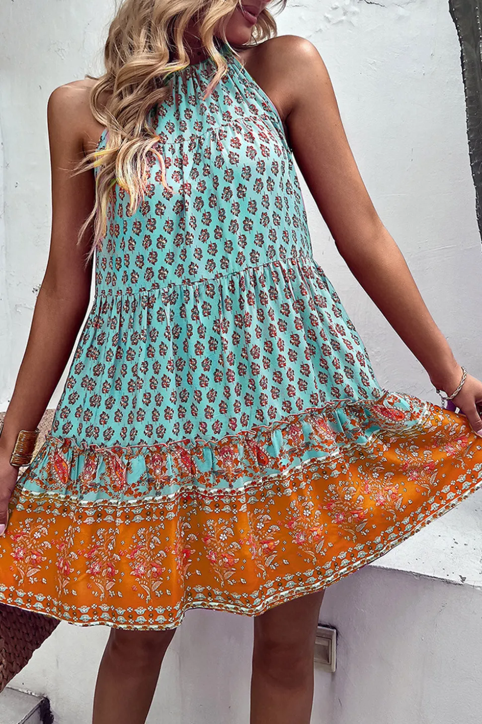 Halter Verde Vestido de Verão