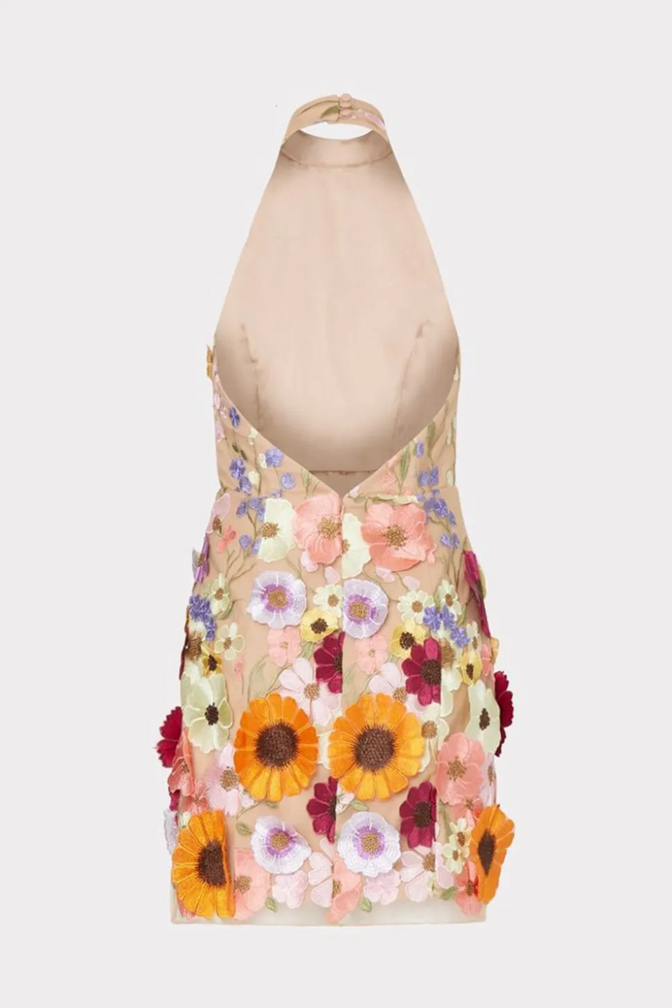 Halter Vestido de Festa Com Apliques Rosa Sem Mangas
