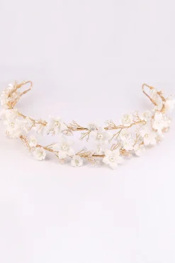 Headpieces nupciais de flores brancas