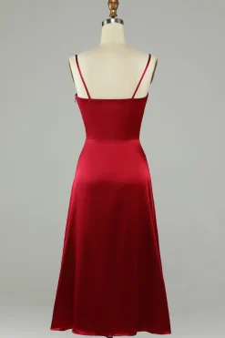 Hollow out Borgonha Esparguete Correias Vestido Madrinha