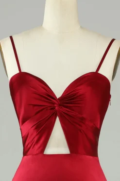 Hollow out Borgonha Esparguete Correias Vestido Madrinha