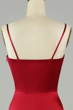 Hollow out Borgonha Esparguete Correias Vestido Madrinha