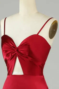 Hollow out Borgonha Esparguete Correias Vestido Madrinha