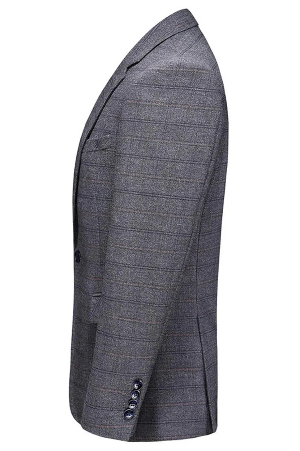 Homens Azul Escuro Plaid Notched Lapela 3 Peças Prom Suits