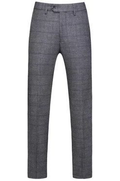 Homens Azul Escuro Plaid Notched Lapela 3 Peças Prom Suits