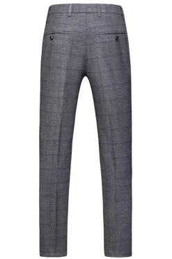 Homens Azul Escuro Plaid Notched Lapela 3 Peças Prom Suits