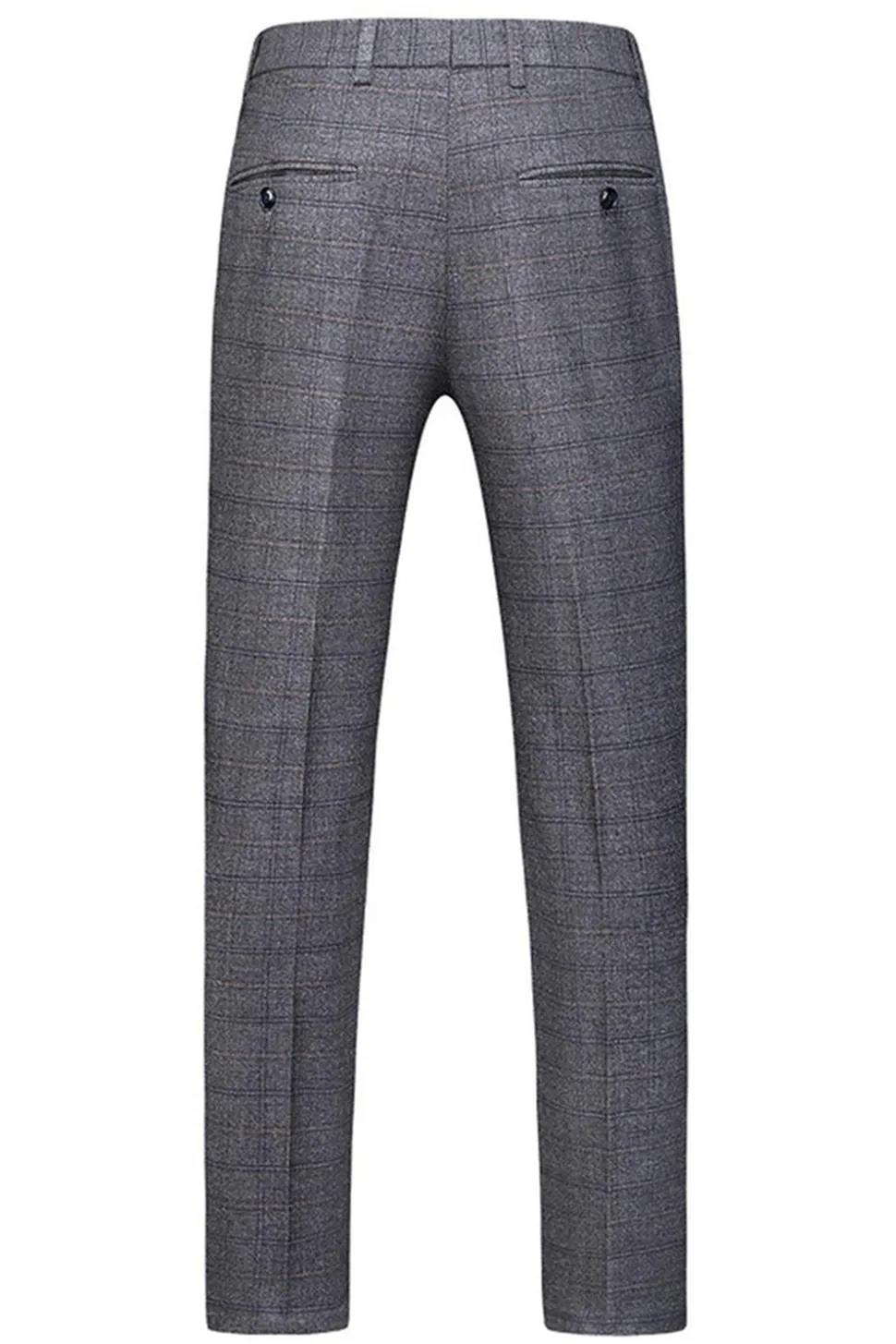 Homens Azul Escuro Plaid Notched Lapela 3 Peças Prom Suits