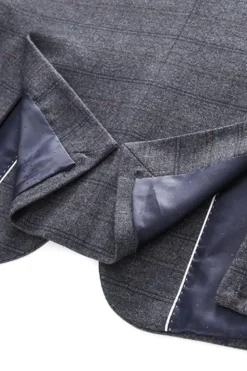 Homens Azul Escuro Plaid Notched Lapela 3 Peças Prom Suits
