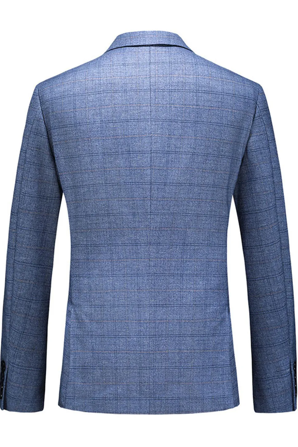 Homens Azul Escuro Plaid Notched Lapela 3 Peças Prom Suits