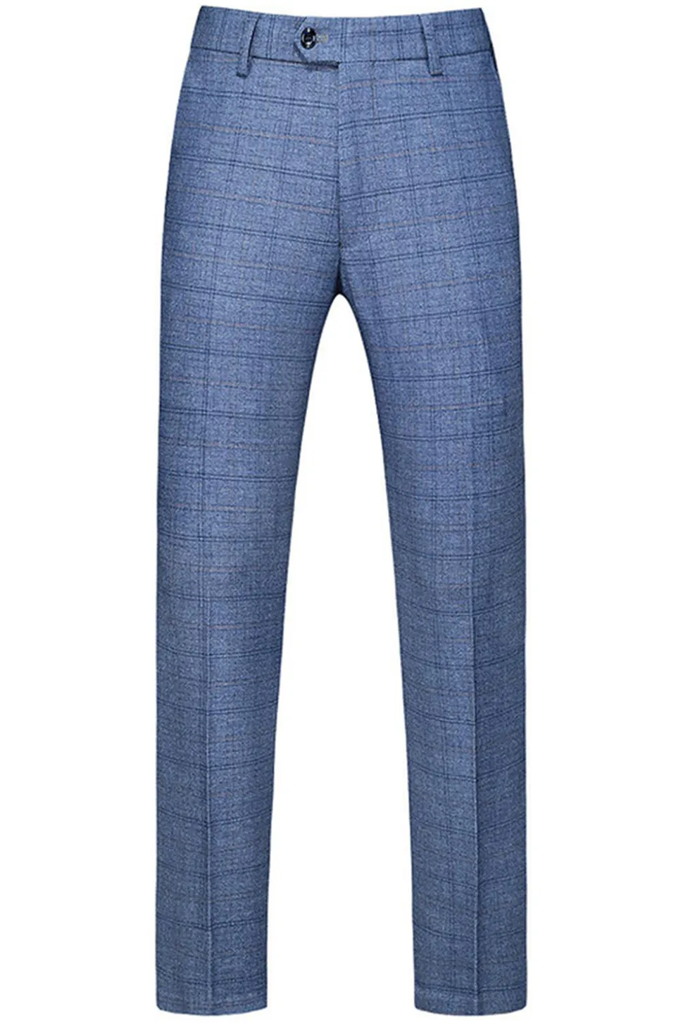 Homens Azul Escuro Plaid Notched Lapela 3 Peças Prom Suits