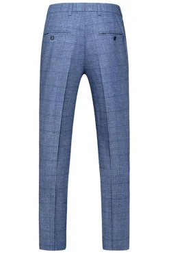 Homens Azul Escuro Plaid Notched Lapela 3 Peças Prom Suits